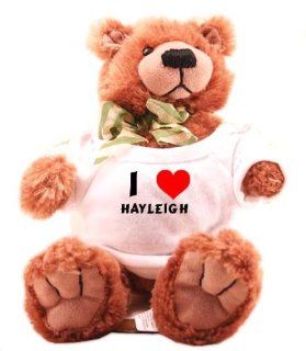 Plush Teddy Bear (Molasses) with I Love Hayleigh (first name/surname/nickname) Toys & Games