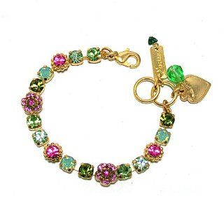 Mariana Yellow Gold Plated "Tropical" Collection Swarovski Crystal Bracelet in Pacific Opal, Rose and Chrysolite Mariana Jewelry