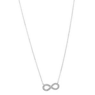 14K White Gold Diamond Infinity Figure 8 Necklace Chain 18" 0.55ct Jewelry