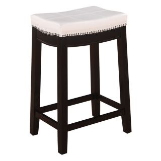 Linon Claridge Patches Backless 24 in. Counter Height Stool   White   Bar Stools