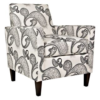 angeloHOME Sutton Modern Charcoal Black & Cream Paisley Chair   Upholstered Club Chairs