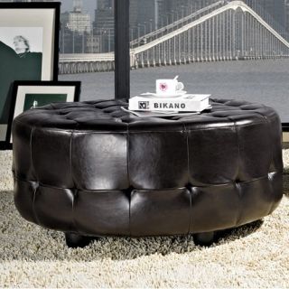 Bentley Bonded Leather Round Cocktail Ottoman   Coffee Tables