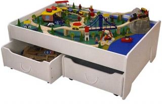 KidKraft White Train Table with Trundle Drawers   Activity Tables
