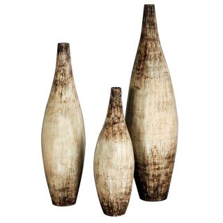 Cream with Black Spun Bamboo Vase   Floor Vases