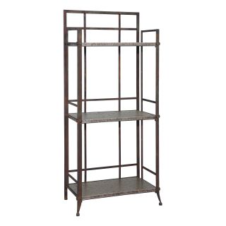 Powell Foundry Antique Pewter Finish 3 Shelf Bookcase with Gallery Crown   Bookcases