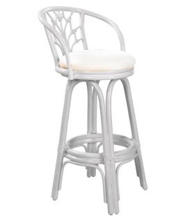 Hospitality Rattan Valencia Indoor Swivel Rattan & Wicker 24 in. Counter Stool with Cushion   Whitewash   Bistro Chairs