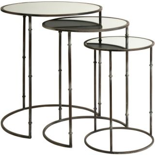 Flouressa Round Mirror Top Nesting Tables   Set of 3   End Tables