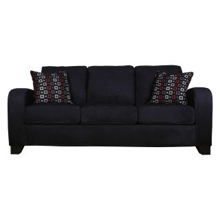 Handy Living Torino Black Microfiber Sofa with Geo Square Pillows   Sofas