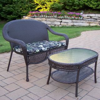 Oakland Living Elite All Weather Wicker Loveseat and Coffee Table Set   Conversation Patio Sets