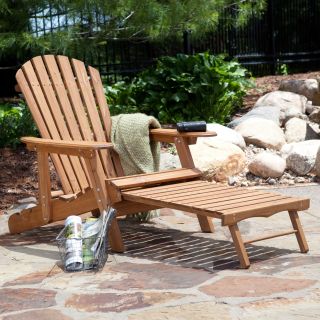 Grand Daddy Oversized Adirondack Chair with Pull out Ottoman   Natural   Adirondack Chairs
