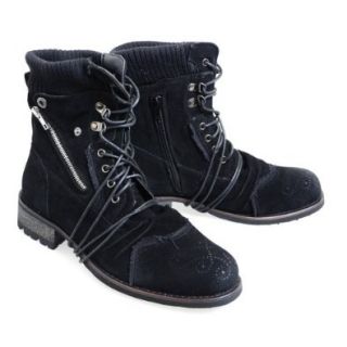 endevice Medallion Lace up Ankle Boots Combat Boot EPB813 1, Black S, 44 EU / 10.5 D(M) US Men Shoes