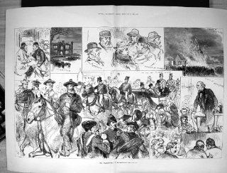 Antique Print of 1879 Mr Gladstone Midlothian Dalmeny House Farmers Bonfire Calder  