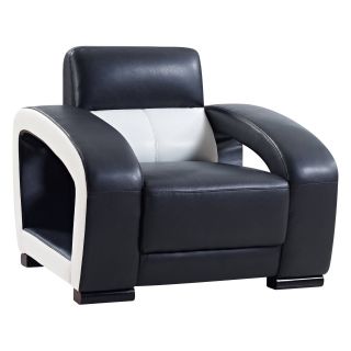 Global Furniture UA199 Leather Chair   Black / White   Leather Club Chairs