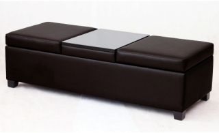 Mulitfunctional Storage Ottoman Bench with Tray Table   Brown   Ottomans