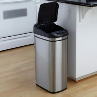 Nine Stars DZT 42 1 Touchless Stainless Steel 11.1 Gallon Trash Can   Kitchen Trash Cans