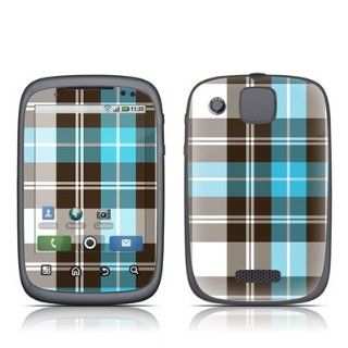 Turquoise Plaid Design Protective Skin Decal Sticker for Motorola Spice XT300 Cell Phone Cell Phones & Accessories
