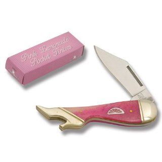 Rough Rider Knives 837 Pink Lemonade Series   Leg Knife with Pink Smooth Bone Handles  Folding Camping Knives  Sports & Outdoors
