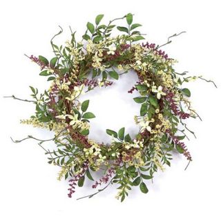 20 in. Queen Anne Lace and Wildflower Plastic Wreath   Wreaths
