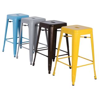Chintaly Tremont 30 in. Galvanized Steel Backless Bar Stools   Set of 4   Bar Stools