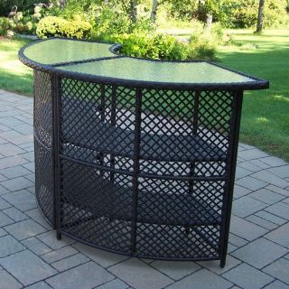 Oakland Living Half Round Wicker Bar Height Table   Outdoor Bars