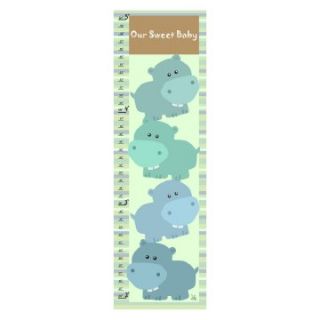 Sweet Hippos Personalized Canvas Growth Chart   10W x 39H in.   Kids and Nursery Wall Art