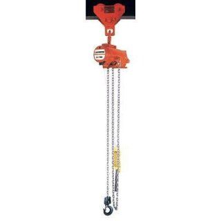 CM 7402D AirStar Link Chain Air Hoist with Pendant Throttle Control and Hook Suspension, 2000 lbs Capacity, 10' Lift Height, 23 fpm Lift Speed, 48 SCFM, 90 psi
