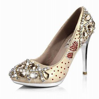 Sexy Satin Stiletto Heel Pumps With Rhinestone Party/Evening Shoes(More Colors),Gold,35 Sports & Outdoors