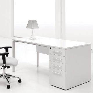 Jesper Single Pedestal Computer Desk   White Lacquer   Desks