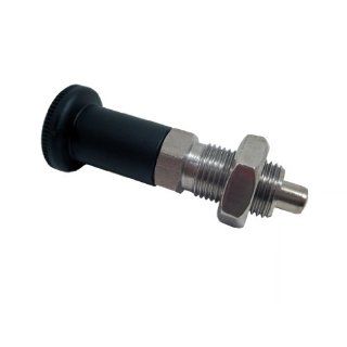GN 817.2 NI Stainless Steel Lock out Type Indexing Plunger with Long Knob, with Lock Nut, M10 x 1.0mm Thread Size, 18mm Thread Length, 18 Newton Spring Load End Metalworking Workholding