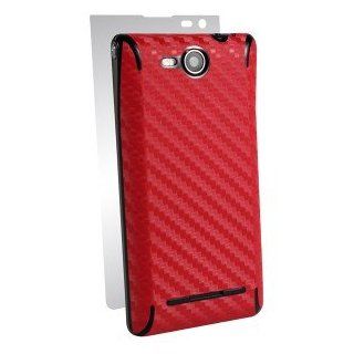 LG Lucid 4G 4 G VS840 VS 840 Cell Phone Red Carbon Fiber Texture Full Body Shield Guard   INCLUDES 1 BACK AND SIDE, 1 SCREEN PROTECTOR Cell Phones & Accessories