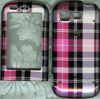 Pink brown plaid rubberized LG 840 spyder II spyder 2 hard case phone cover Cell Phones & Accessories
