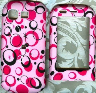 Pink black dot circle rubberized LG 840 spyder II spyder 2 hard case phone cover Cell Phones & Accessories
