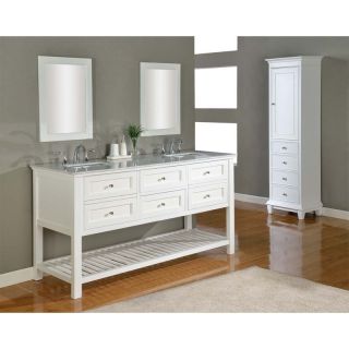 Direct Vanity Sink Mission Spa Collection 70 in. Double Bathroom Vanity with 2 Mirrors and Linen Tower   White   Double Sink Bathroom Vanities