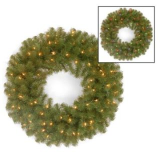 24 in. North Valley Spruce Pre Lit Battery Operated Dual LED Wreath   Christmas Wreaths
