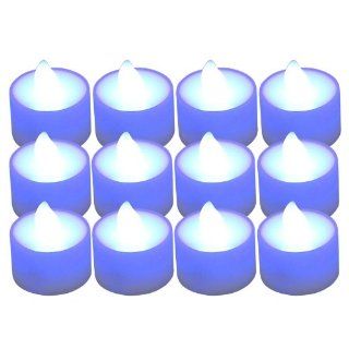 Generic Flicher Blue Light Flameless LED Tea Candle Pack of 12   Romantic Electric Candles