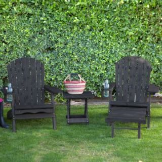 Pair of Coral Coast Big Daddy Adirondack Chairs with Pull Out Ottoman and Drink Holder and FREE Side Table   Charcoal Stained   Adirondack Chairs
