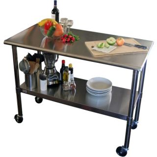 TRINITY EcoStorage™ 48 in. NSF Stainless Steel Prep Table with Wheels   Kitchen Islands and Carts