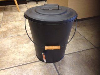Pleasant Hearth Black Fireplace Wood Stove Ash Coal Bucket with Lid 843   Cleaning Buckets