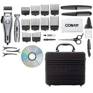 Conair Deluxe Chrome 26 Piece Clipper and Trimmer Kit with DVD   Hair Styling Tools