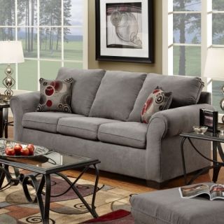 Simmons Graphite Fabric Sofa with Accent Pillows   Sofas