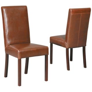 Leather Parsons Chair   Set of 2