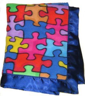 Autism Satin Puzzle Blanket  Bed Blankets  