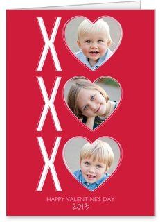 XO Hearts Valentine's Red 5x7 Folded Card  Greeting Cards 