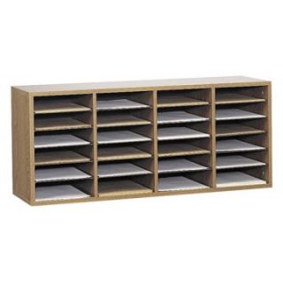 Safco 9423MO Wood Adjustable Literature Organizer with 24 Compartment   Medium Oak