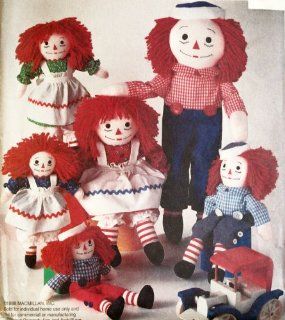 Raggedy Ann & Andy Doll Patterns   McCall's 8377, 5499, 2447, 846 or 713 Makes 10", 15", 20" & 25" Raggedy Ann & Andy Dolls.