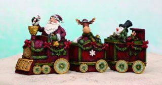 Resin Holiday Train Santa Moose Snowman Figurine  Wild Bird Feeders  Patio, Lawn & Garden