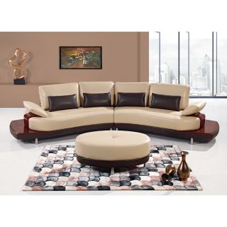 Global Furniture UA131 Leather 2 Piece Sectional Sofa   Cappuccino / Dark Brown   Sectional Sofas