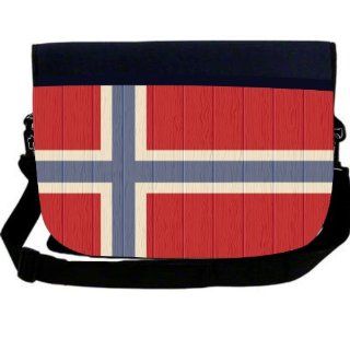 Rikki KnightTM Jan Mayen Flag on Distressed Wood Neoprene Laptop Sleeve Bag