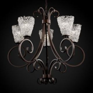 Justice Design GLA 8570 30 LACE MBLK Victoria 5 Uplight Chandelier, Glass Options LACE Lace Glass Shade, Choose Finish Matte Black Finish, Choose Lamping Option Standard Lamping    