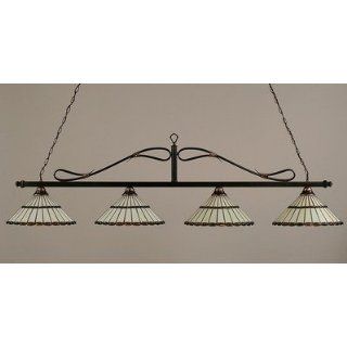 Toltec Lighting 824 BRZ 974 Billiard   Four Light Island, Bronze Finish with Honey and Amber Brown Jewels Tiffany Glass   Chandeliers  